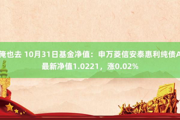 俺也去 10月31日基金净值：申万菱信安泰惠利纯债A最新净值1.0221，涨0.02%