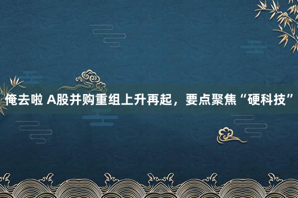 俺去啦 A股并购重组上升再起，要点聚焦“硬科技”