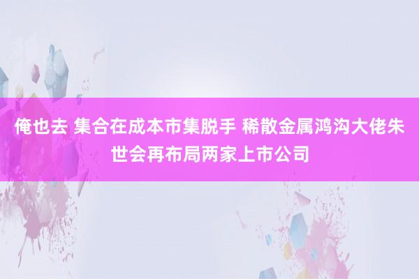 俺也去 集合在成本市集脱手 稀散金属鸿沟大佬朱世会再布局两家上市公司