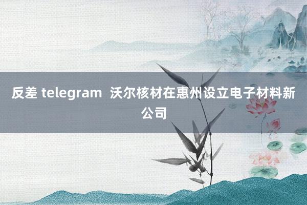 反差 telegram  沃尔核材在惠州设立电子材料新公司