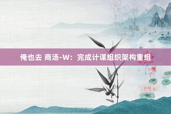 俺也去 商汤-W：完成计谋组织架构重组