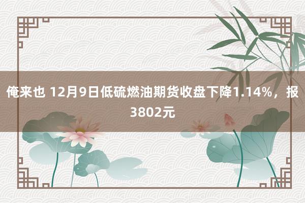 俺来也 12月9日低硫燃油期货收盘下降1.14%，报3802元