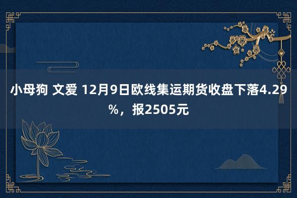 小母狗 文爱 12月9日欧线集运期货收盘下落4.29%，报2505元