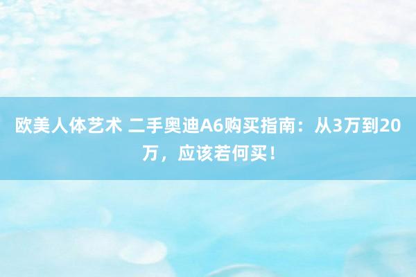 欧美人体艺术 二手奥迪A6购买指南：从3万到20万，应该若何买！