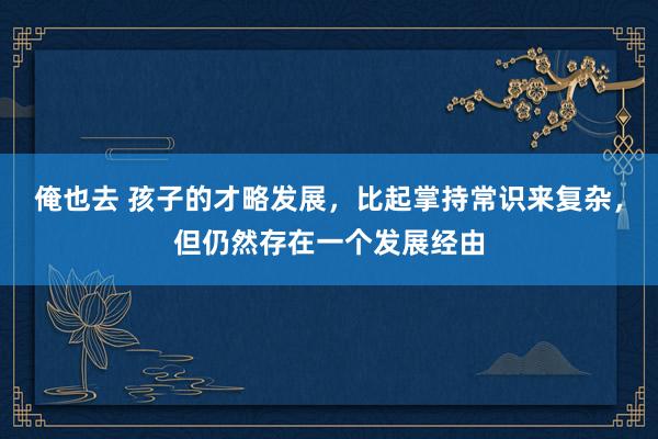 俺也去 孩子的才略发展，比起掌持常识来复杂，但仍然存在一个发展经由