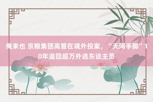 俺来也 京粮集团高管在境外投案，“天网手脚”10年追回超万外逃东谈主员