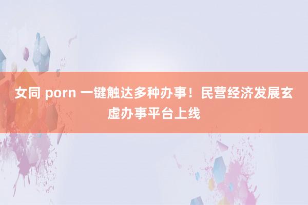 女同 porn 一键触达多种办事！民营经济发展玄虚办事平台上线
