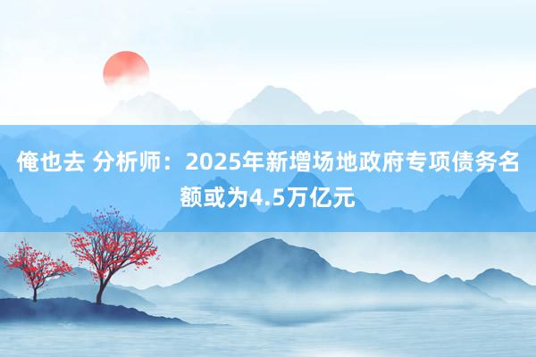 俺也去 分析师：2025年新增场地政府专项债务名额或为4.5万亿元