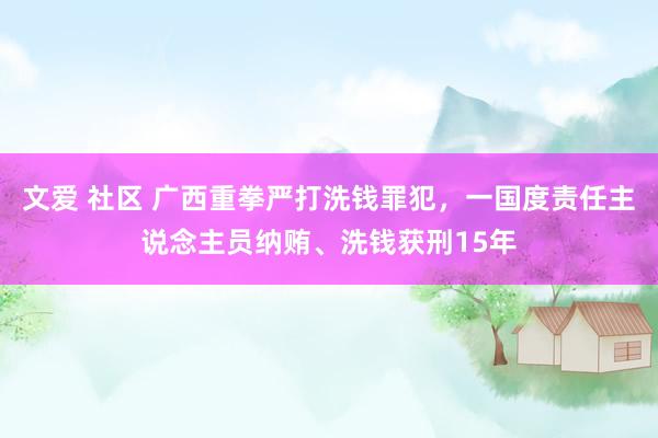 文爱 社区 广西重拳严打洗钱罪犯，一国度责任主说念主员纳贿、洗钱获刑15年