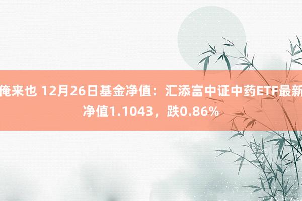 俺来也 12月26日基金净值：汇添富中证中药ETF最新净值1.1043，跌0.86%
