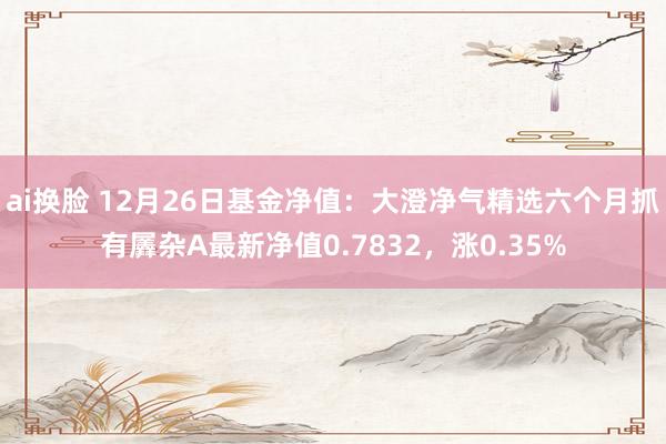 ai换脸 12月26日基金净值：大澄净气精选六个月抓有羼杂A最新净值0.7832，涨0.35%