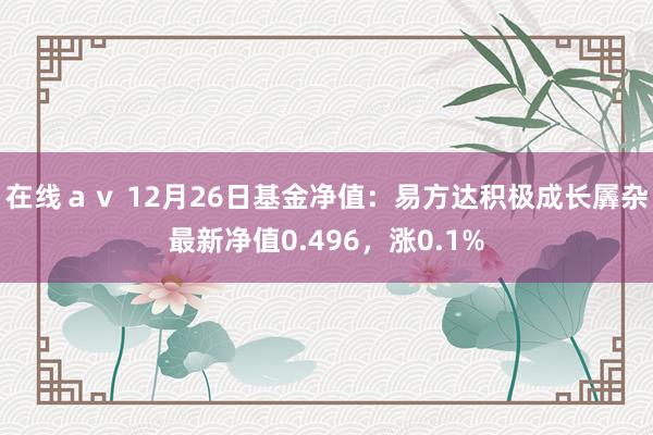 在线ａｖ 12月26日基金净值：易方达积极成长羼杂最新净值0.496，涨0.1%
