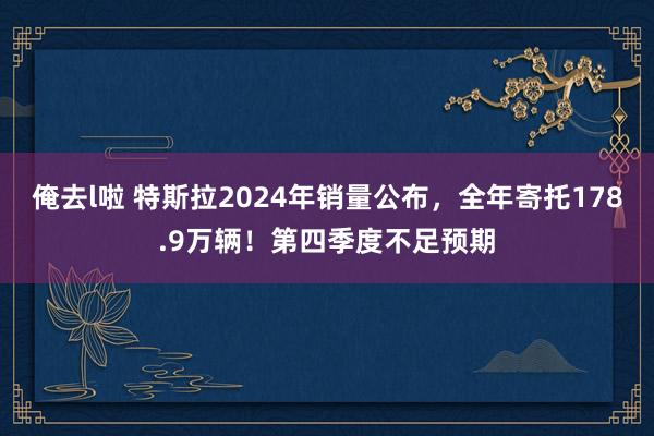 俺去l啦 特斯拉2024年销量公布，全年寄托178.9万辆！第四季度不足预期