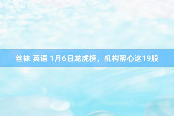 丝袜 英语 1月6日龙虎榜，机构醉心这19股