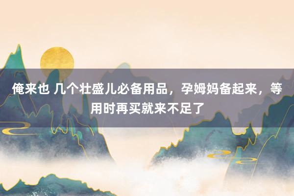 俺来也 几个壮盛儿必备用品，孕姆妈备起来，等用时再买就来不足了