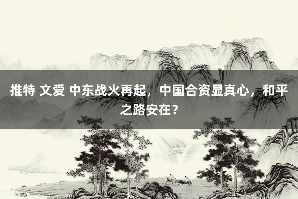 推特 文爱 中东战火再起，中国合资显真心，和平之路安在？
