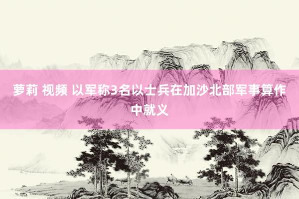萝莉 视频 以军称3名以士兵在加沙北部军事算作中就义