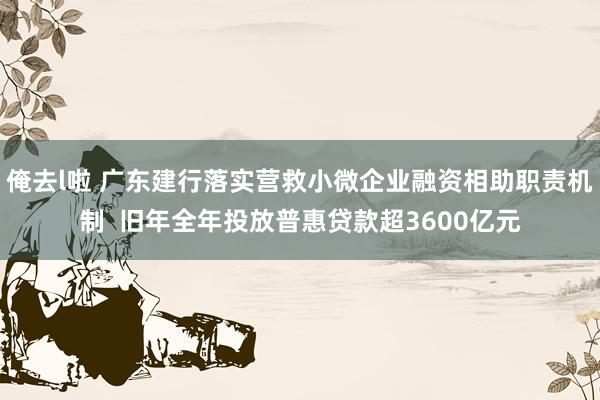 俺去l啦 广东建行落实营救小微企业融资相助职责机制  旧年全年投放普惠贷款超3600亿元