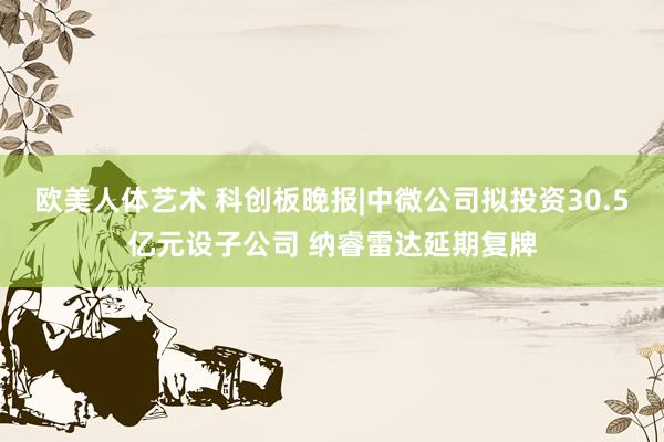 欧美人体艺术 科创板晚报|中微公司拟投资30.5亿元设子公司 纳睿雷达延期复牌
