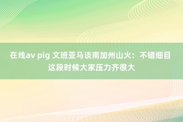 在线av pig 文班亚马谈南加州山火：不错细目 这段时候大家压力齐很大