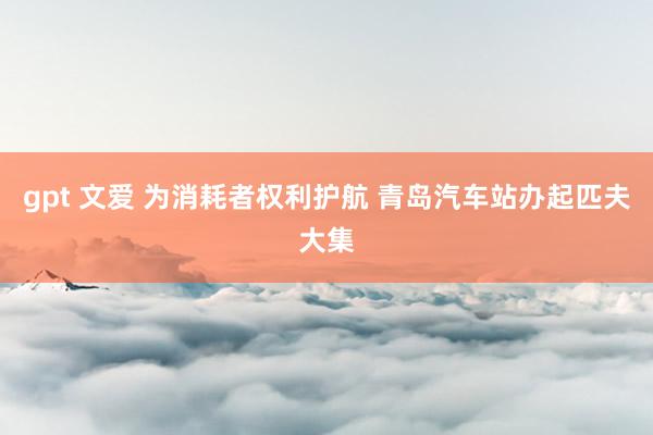 gpt 文爱 为消耗者权利护航 青岛汽车站办起匹夫大集