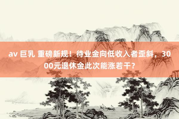 av 巨乳 重磅新规！待业金向低收入者歪斜，3000元退休金此次能涨若干？