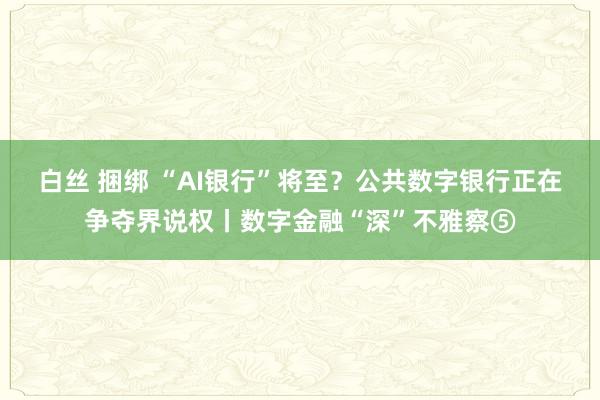 白丝 捆绑 “AI银行”将至？公共数字银行正在争夺界说权丨数字金融“深”不雅察⑤