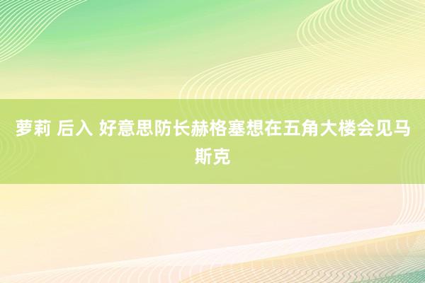 萝莉 后入 好意思防长赫格塞想在五角大楼会见马斯克