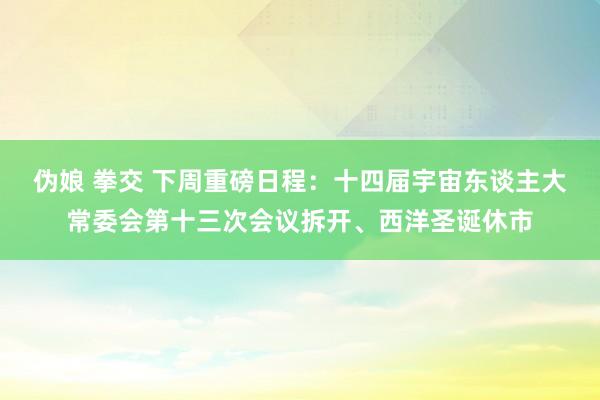伪娘 拳交 下周重磅日程：十四届宇宙东谈主大常委会第十三次会议拆开、西洋圣诞休市