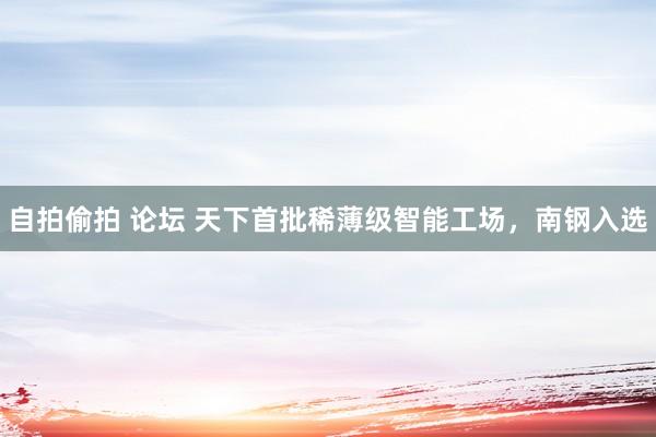 自拍偷拍 论坛 天下首批稀薄级智能工场，南钢入选