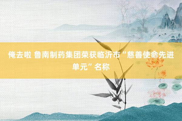 俺去啦 鲁南制药集团荣获临沂市“慈善使命先进单元”名称