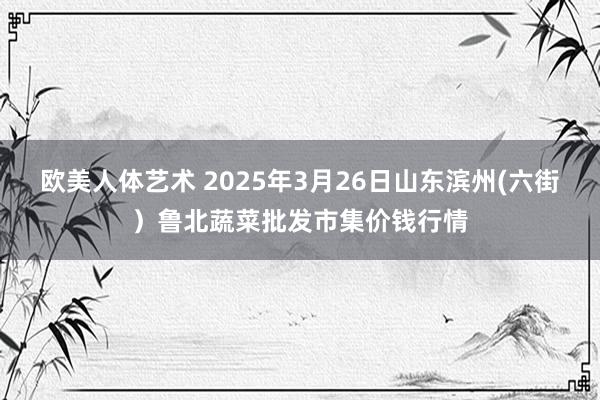 欧美人体艺术 2025年3月26日山东滨州(六街)鲁北蔬菜批发市集价钱行情