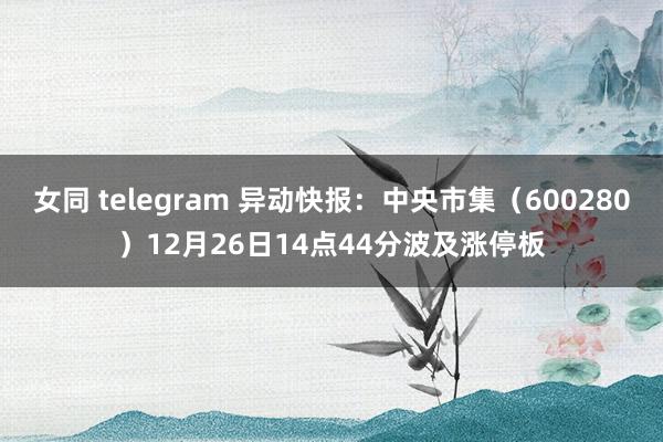 女同 telegram 异动快报：中央市集（600280）12月26日14点44分波及涨停板