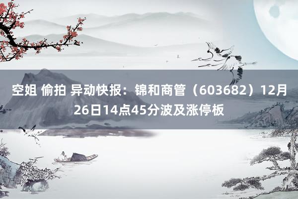 空姐 偷拍 异动快报：锦和商管（603682）12月26日14点45分波及涨停板