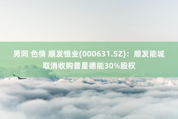 男同 色情 顺发恒业(000631.SZ)：顺发能城取消收购普星德能30%股权