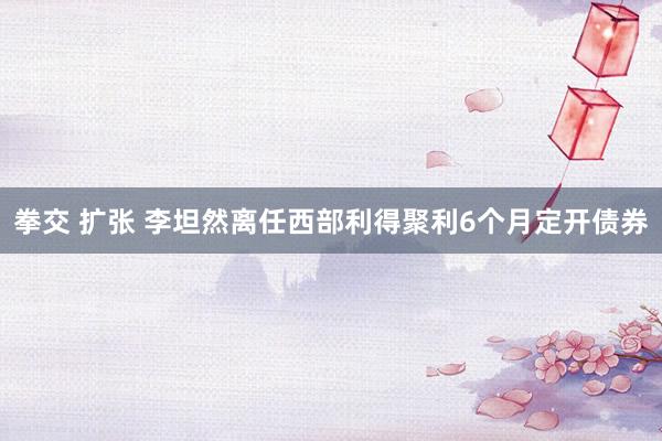 拳交 扩张 李坦然离任西部利得聚利6个月定开债券