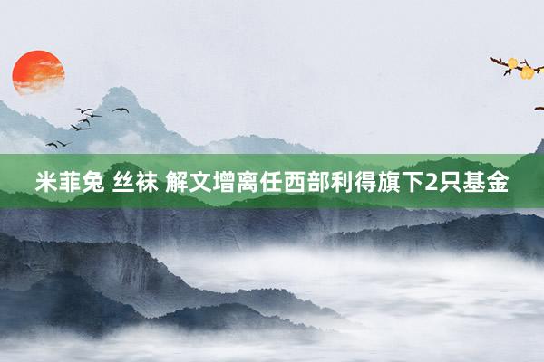 米菲兔 丝袜 解文增离任西部利得旗下2只基金