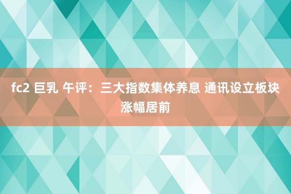 fc2 巨乳 午评：三大指数集体养息 通讯设立板块涨幅居前