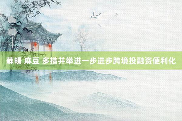 蘇暢 麻豆 多措并举进一步进步跨境投融资便利化