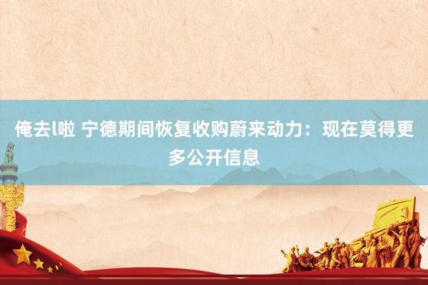 俺去l啦 宁德期间恢复收购蔚来动力：现在莫得更多公开信息